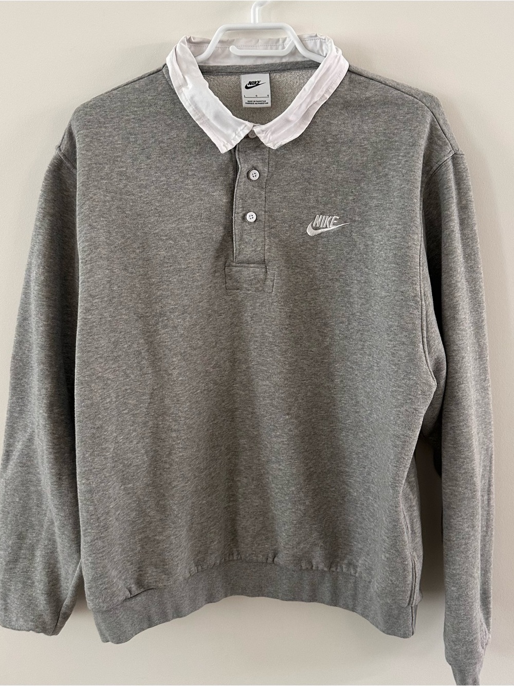 Nike Grey Sweatshirt with White Polo Collar